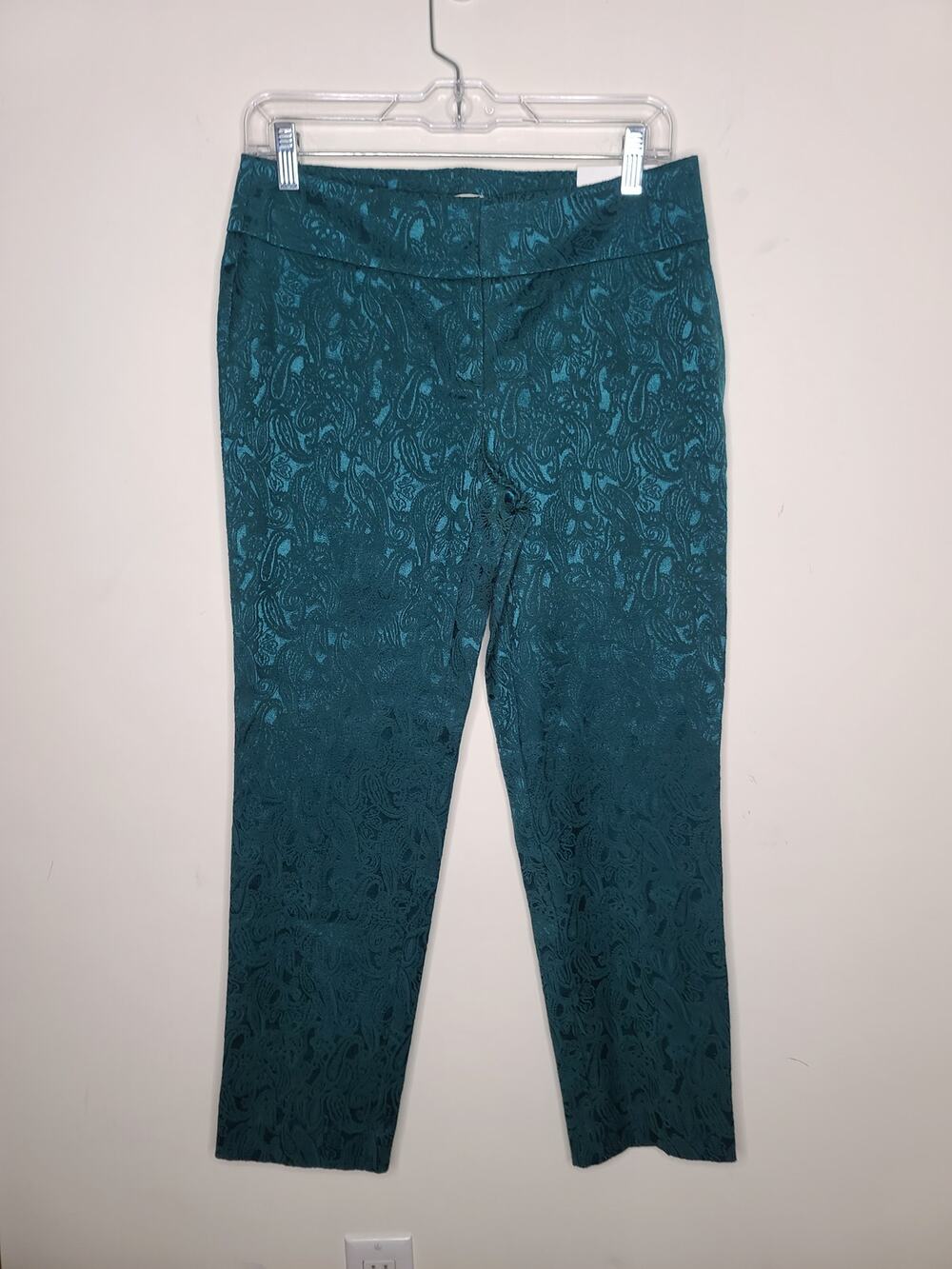 NWT Ann Taylor Loft green paisley print straight leg pants - 2